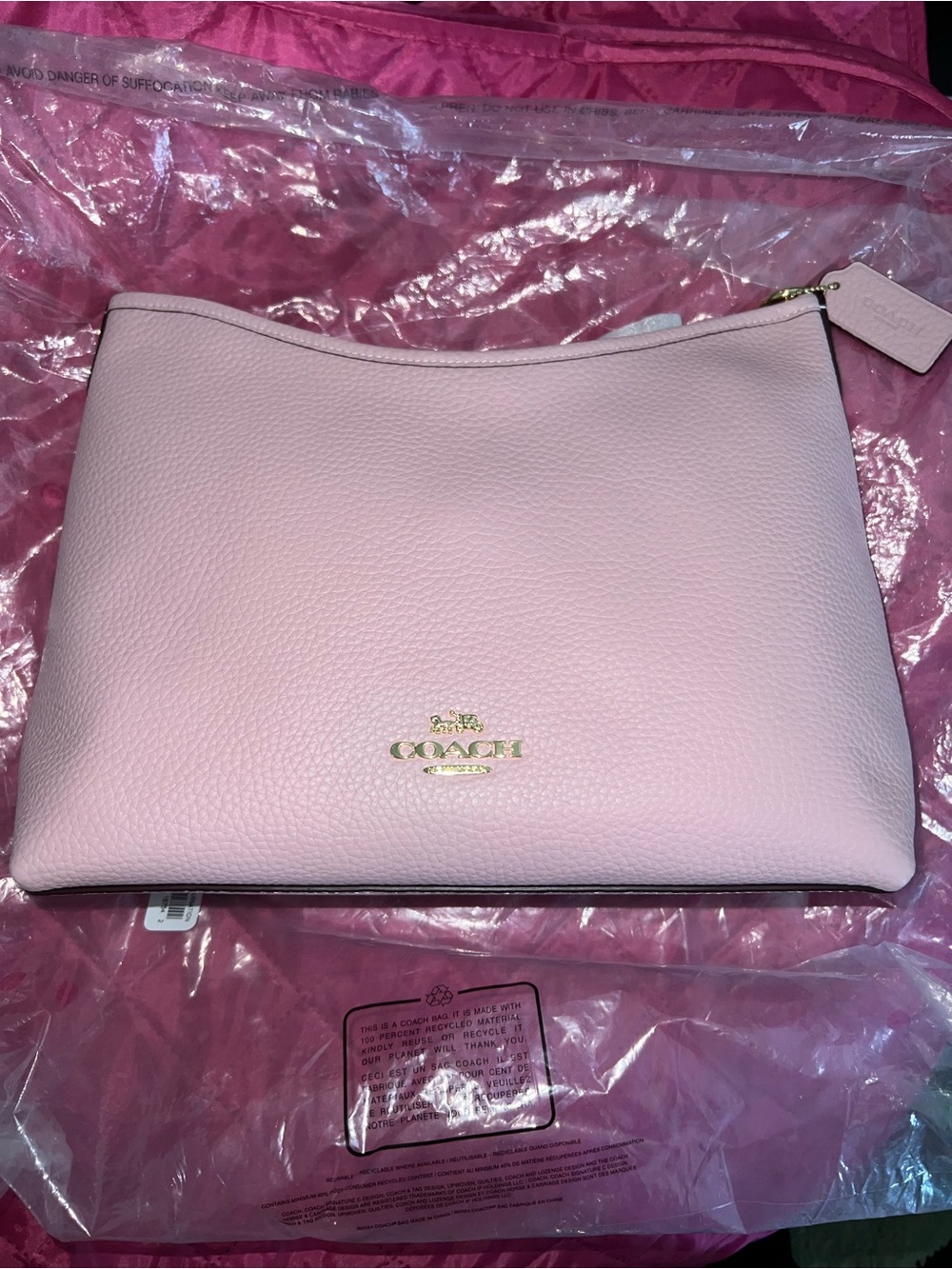 COACH carnation Pebbled leather laurel